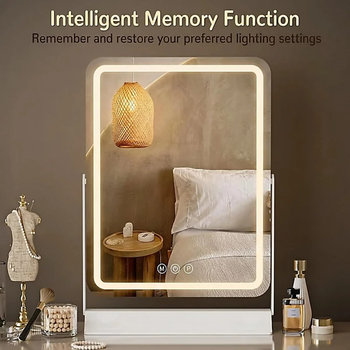 LED Vanity Mirror, 3 Light Modes - yellow – image 2