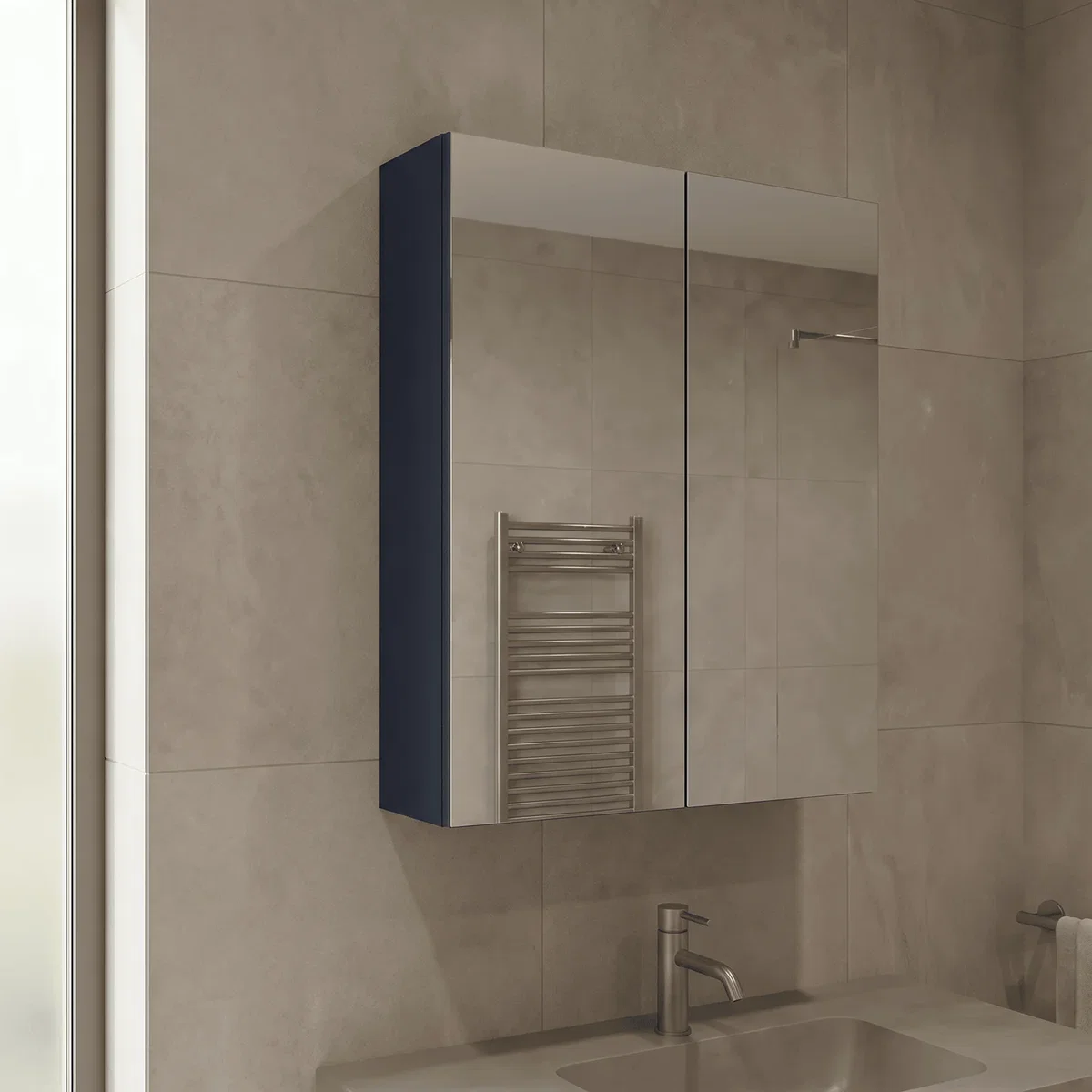 Balterley Mirror Unit - 600mm - Midnight Blue - Indigo Blue – image 3
