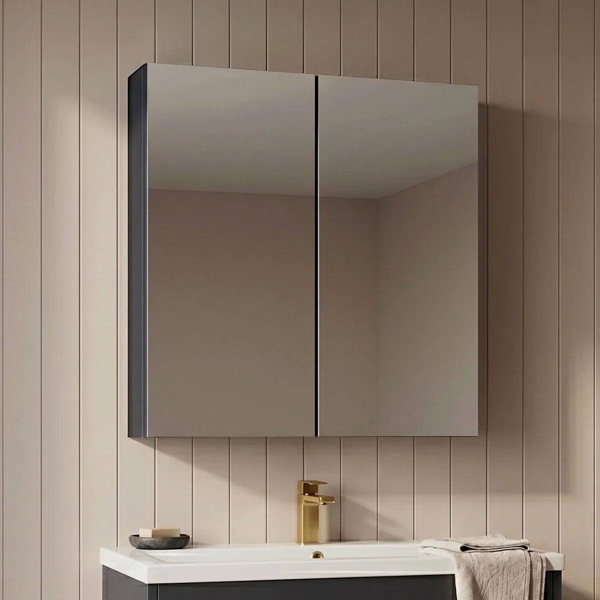 Balterley Mirror Unit - 600mm - Midnight Blue - Indigo Blue – image 4
