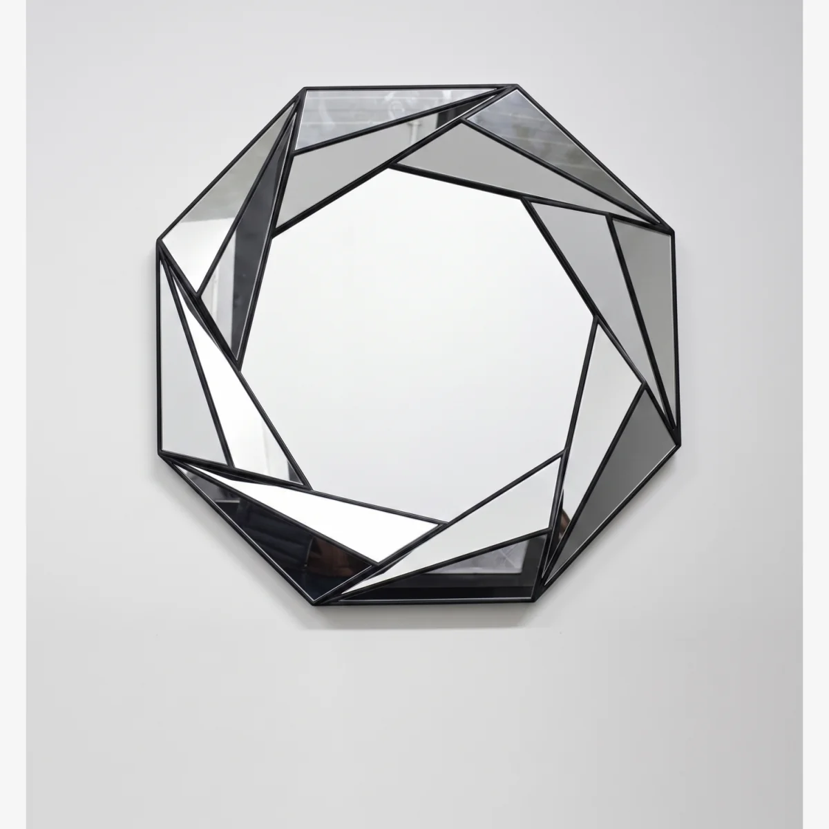 Black Octagonal Wall Mirror 65Cm - Black