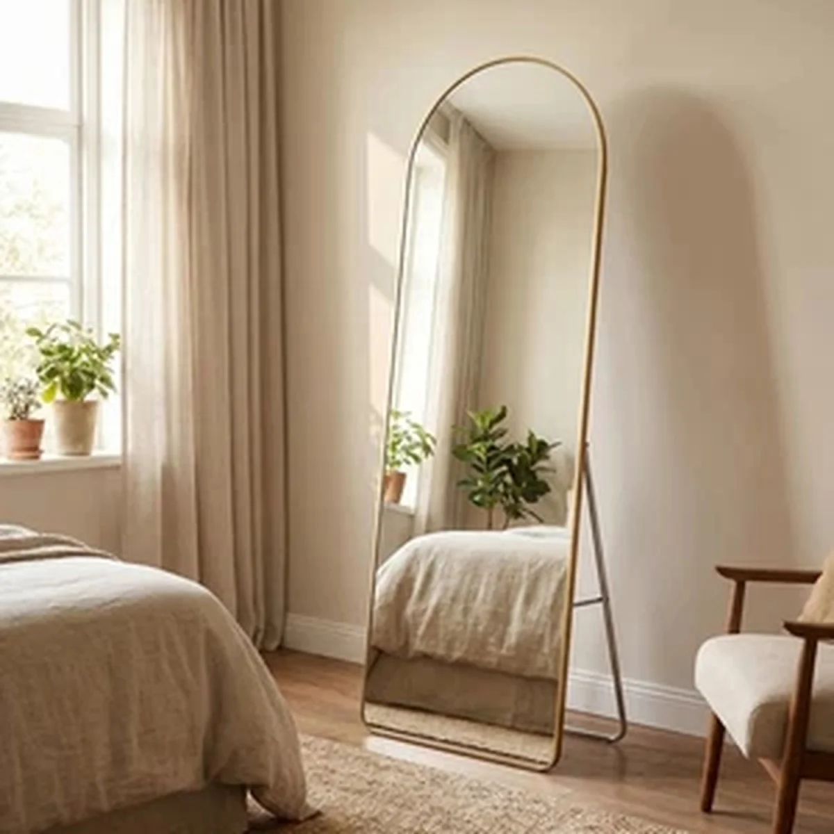 60x165cm Full Length Mirror Free Standing Wall Mounted - Gold