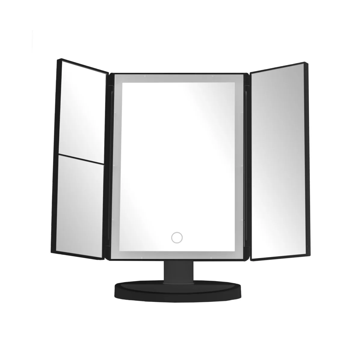 Cassini Tri Fold Black LED Table Mirror