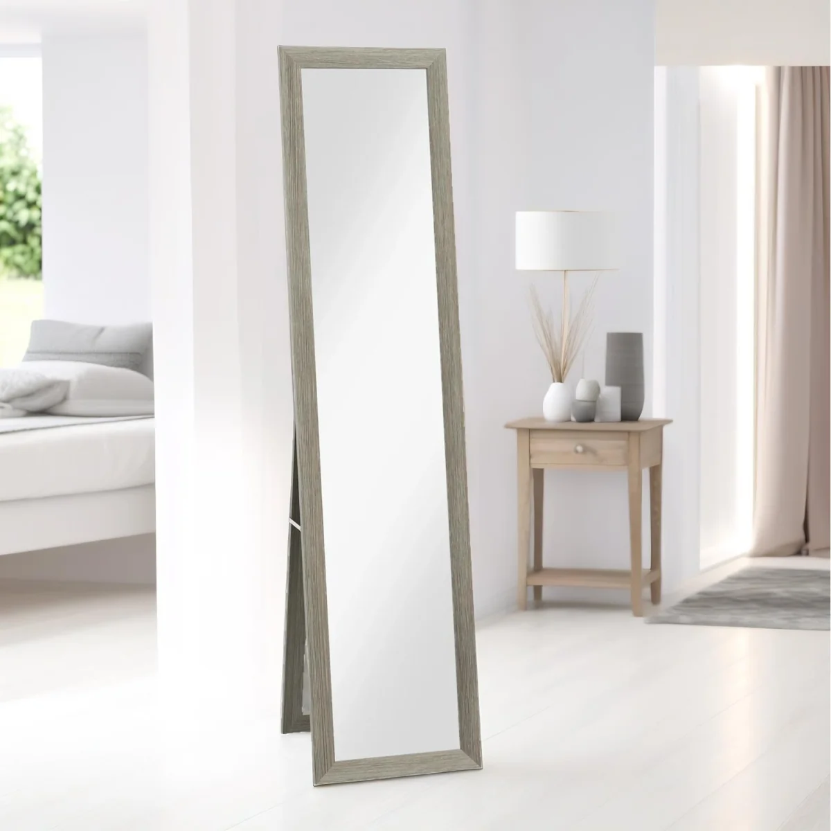 Rustic Full Length Mirror Freestanding Or Hanging - Grey – image 3