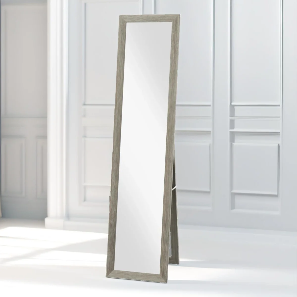 Rustic Full Length Mirror Freestanding Or Hanging - Grey – image 4