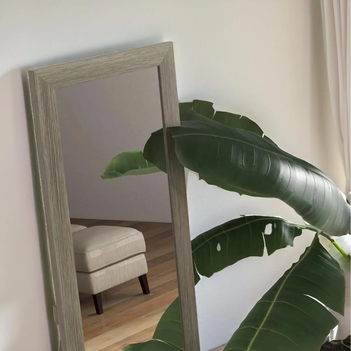 Rustic Full Length Mirror Freestanding Or Hanging - Grey – image 6