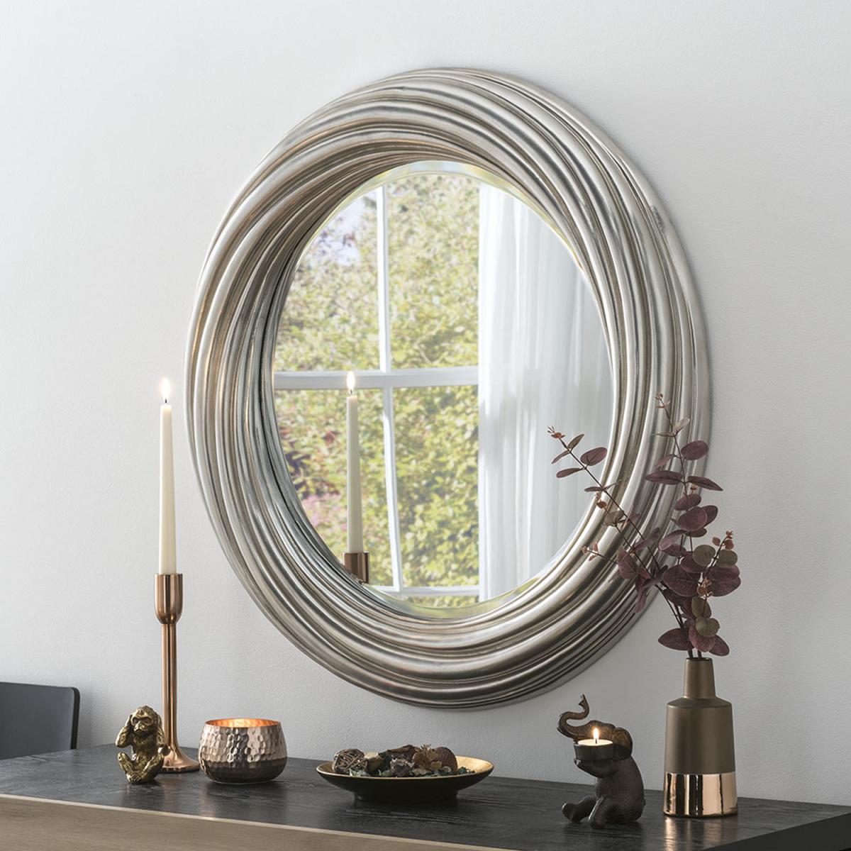 Large round Champagne mirror - Silvery/champagne – image 2