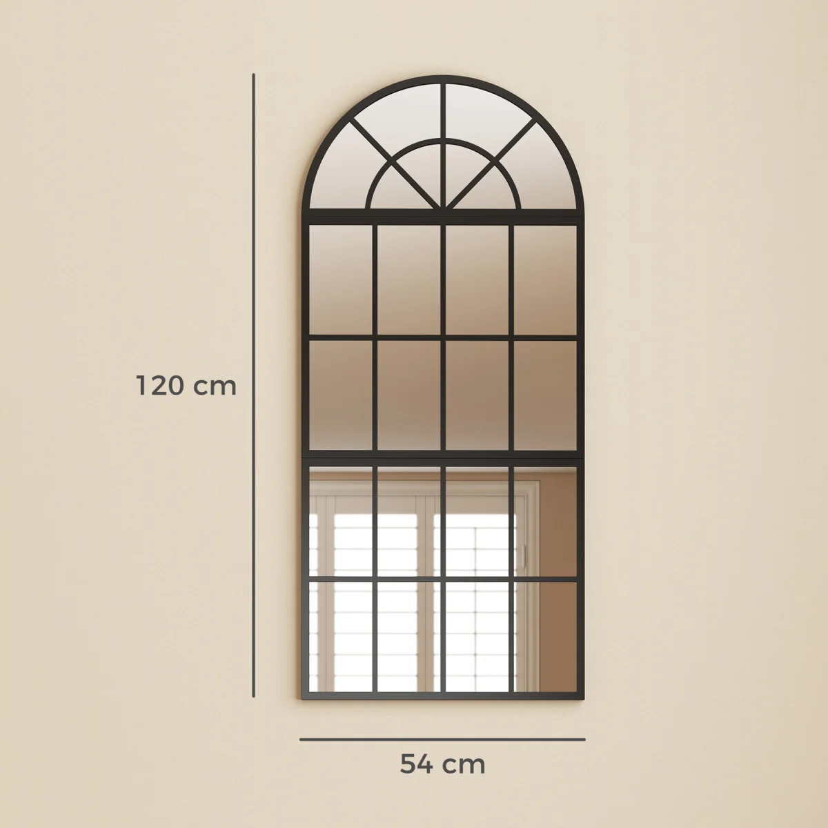HOMCOM Large Arched Wall Mirror with 3-Piece and Tempered Glass - Black – image 2