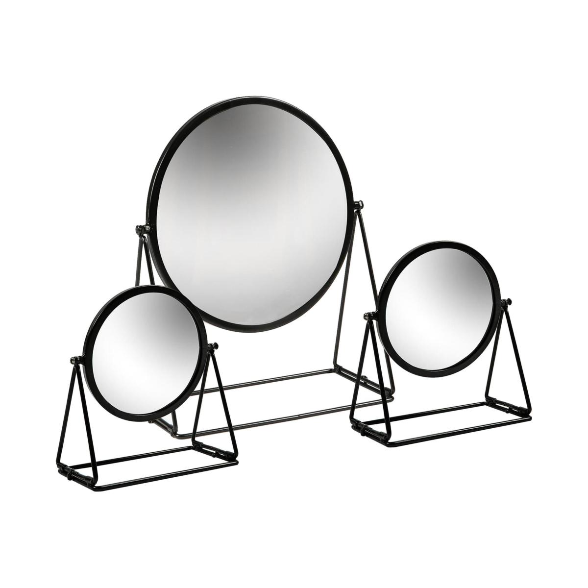 Harbour Housewares 3 Piece Round Dressing Table Mirror Set - 2 Sizes - Black - Black
