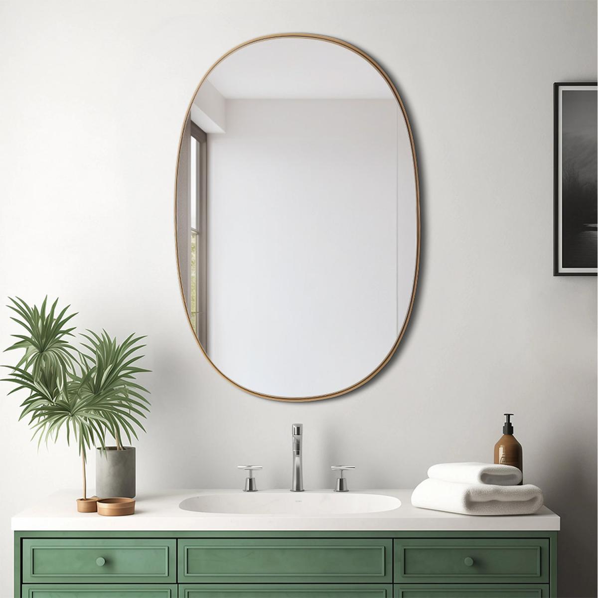 Metal Framed Wall Mirror - Gold