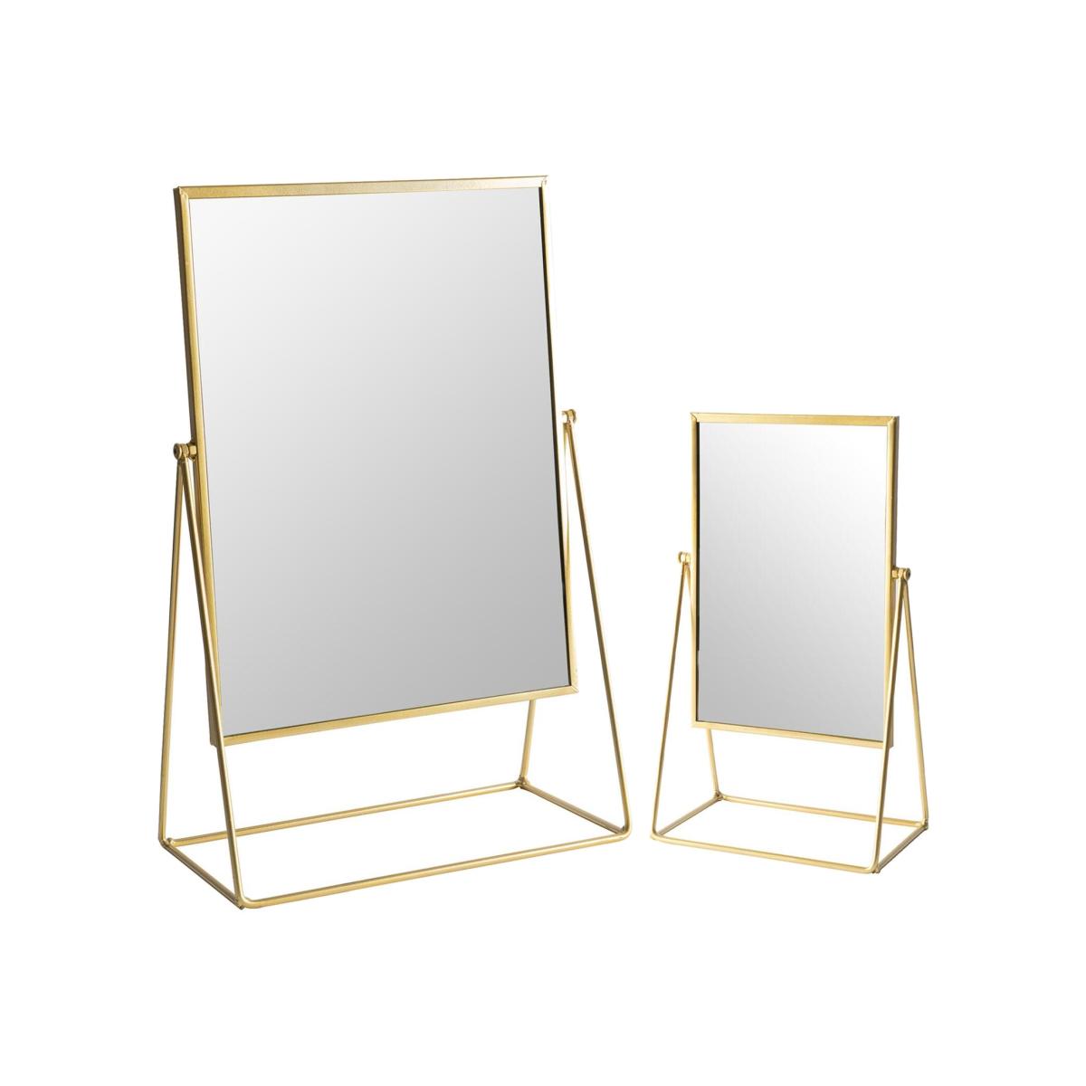 Harbour Housewares 2 Piece Square Dressing Table Mirror Set - 2 Sizes - Gold - Gold