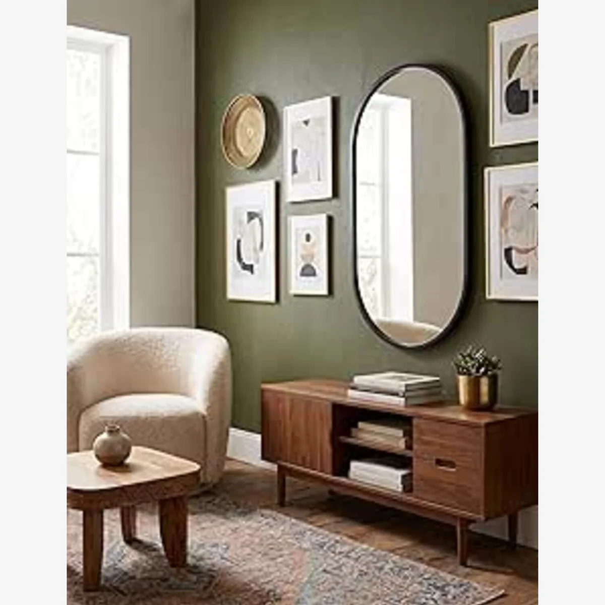 Large Oval Wall Mounted Mirror 50x30x2.5Cm - Blacky