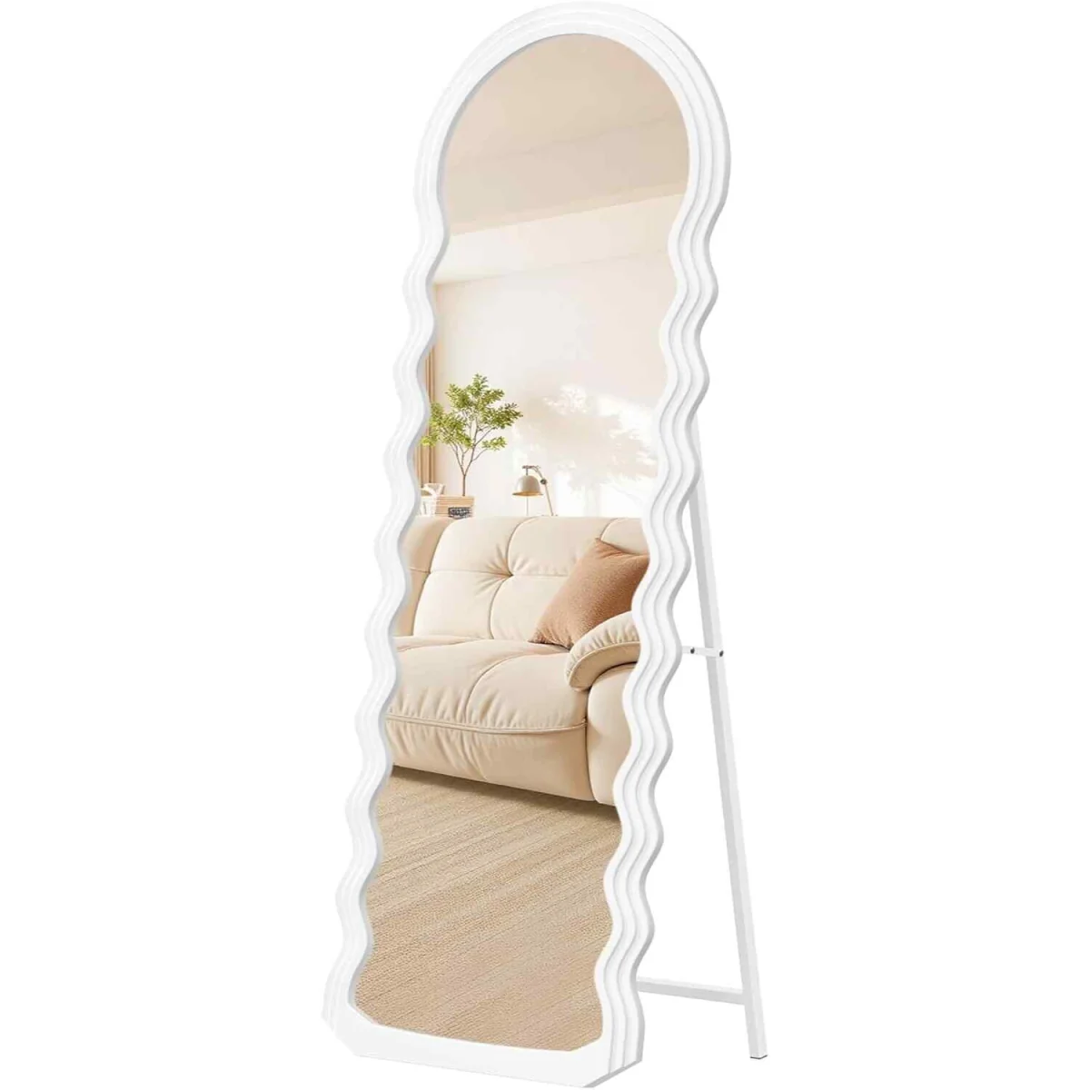 Wavy Full Length Standing Mirror, White - Cloud White – image 4