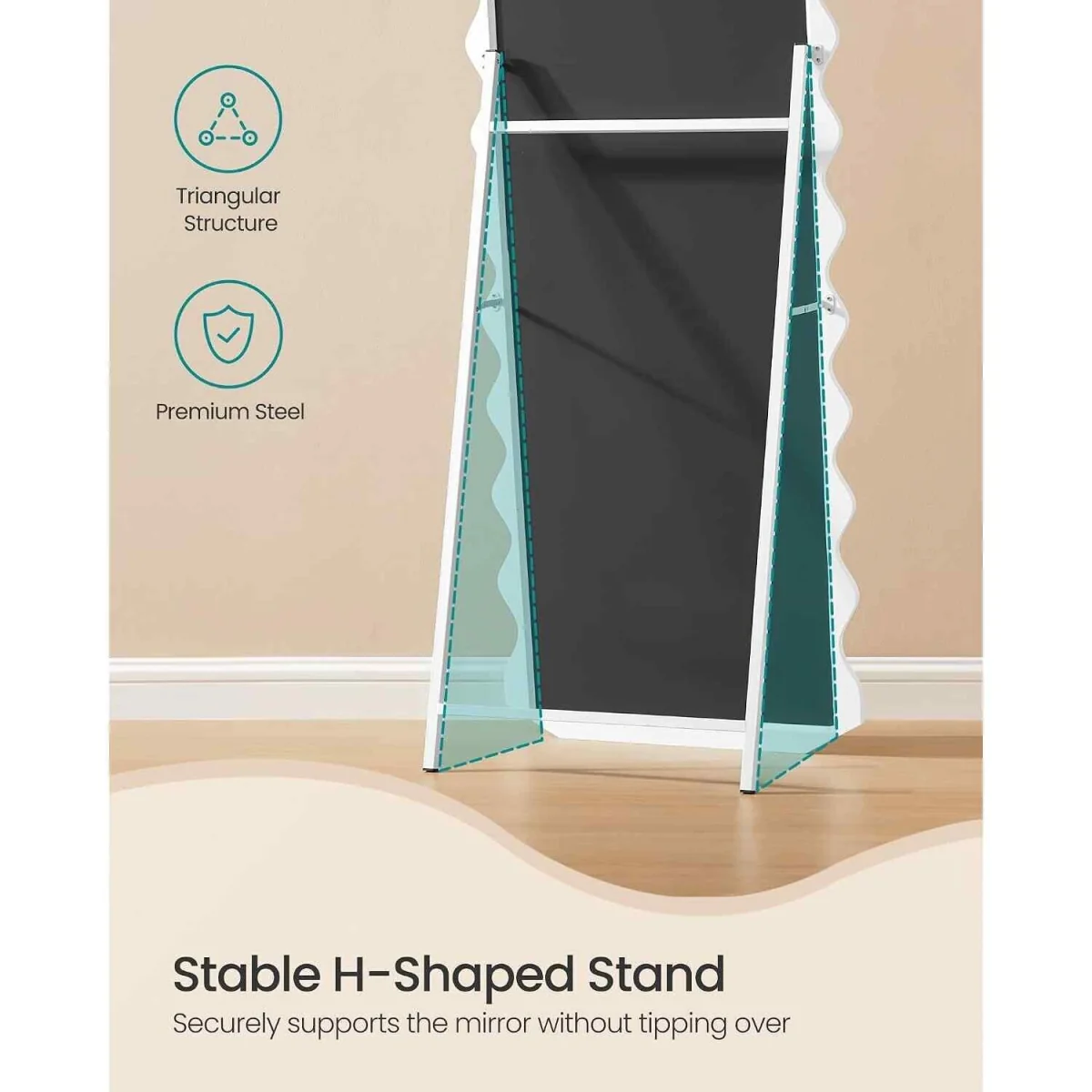 Wavy Full Length Standing Mirror, White - Cloud White – image 5