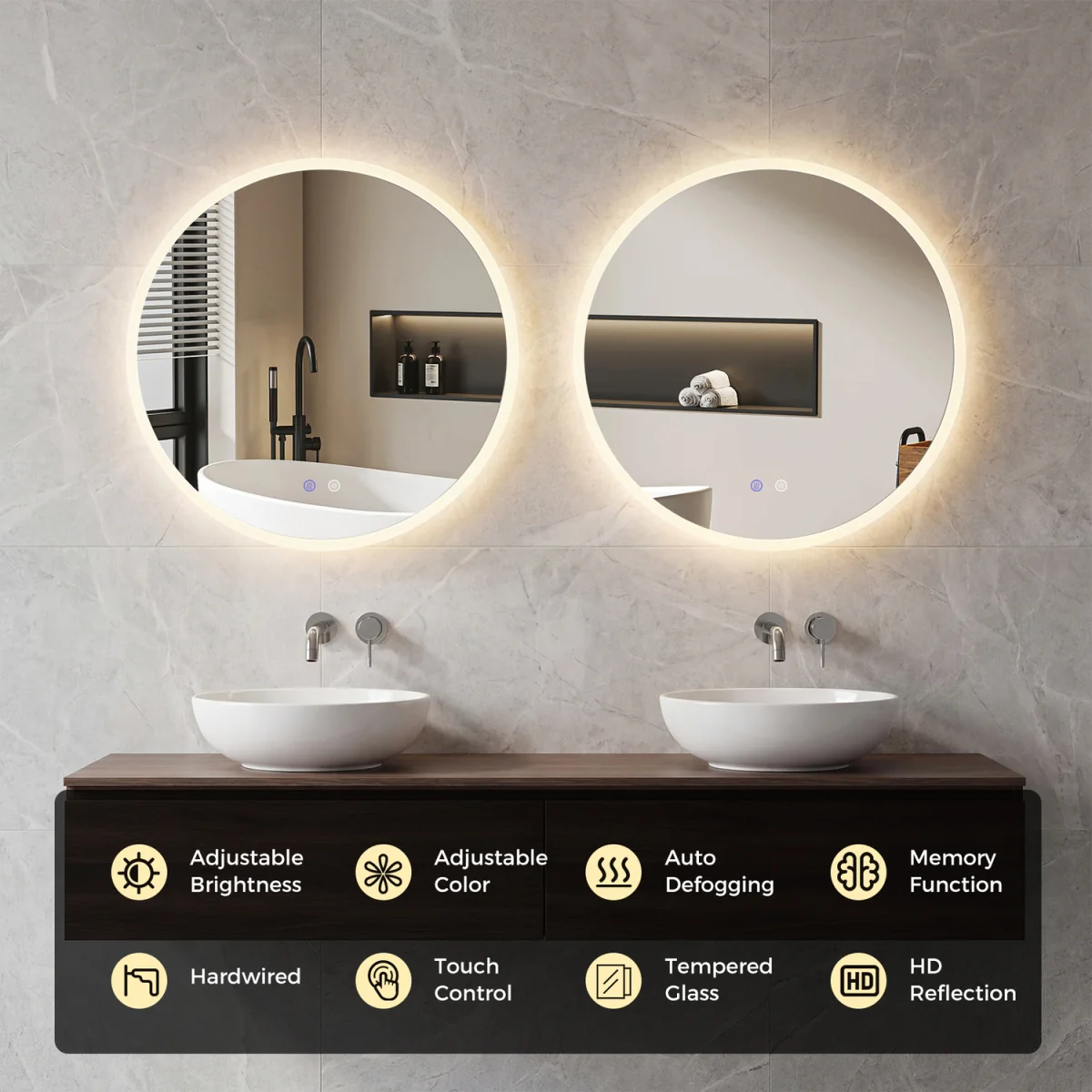 Wall mounted Backlit Vanity Makeup Mirror with Light - Silver – image 4