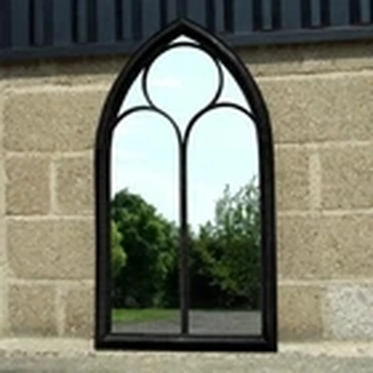 Multicolor Arched Top Wall Mount Plastic Mirror 90x60x4 Cm - Black