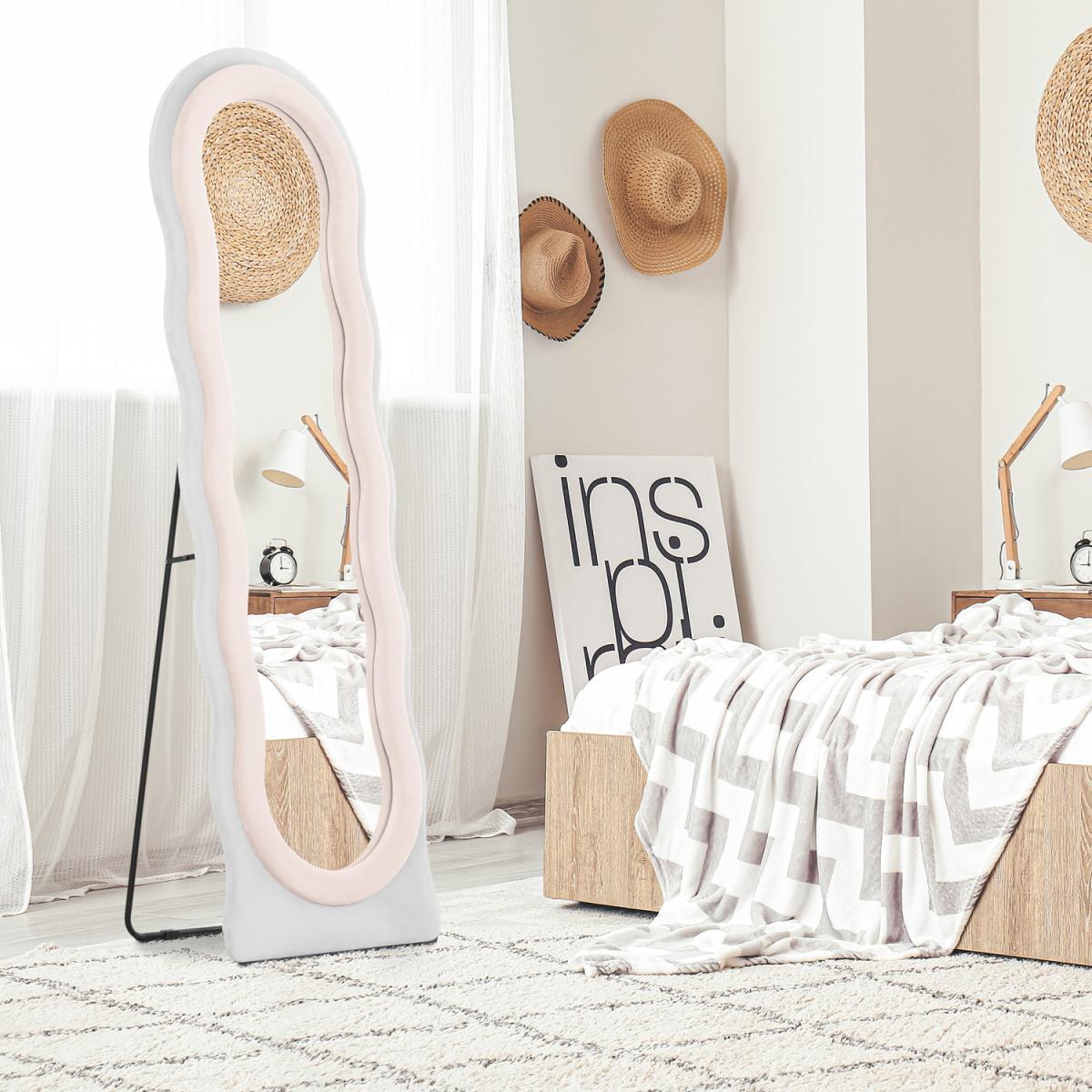 HOMCOM Arched Full Length Mirror Irregular Wavy Mirror