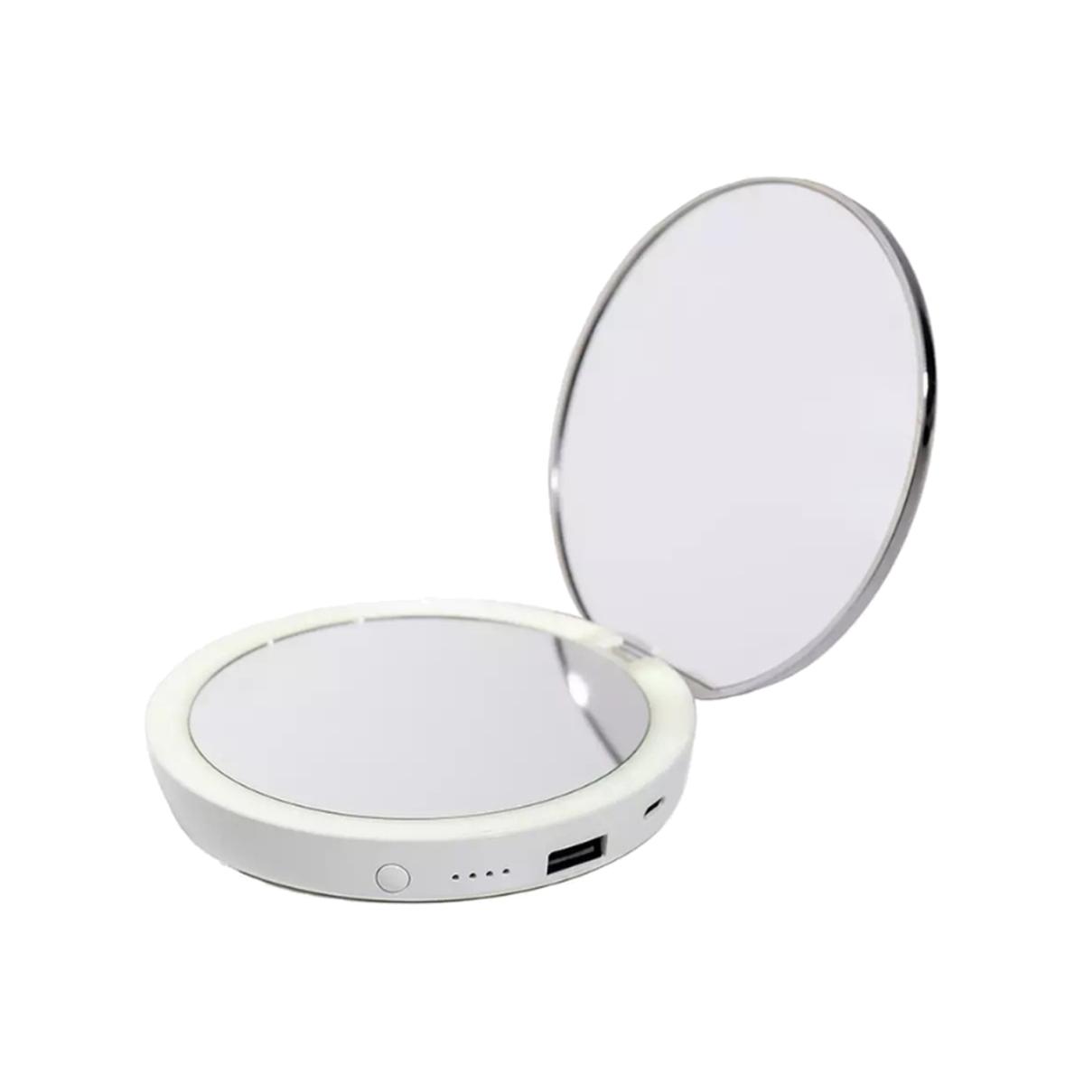 Flip N Charge Power Bank Compact LED Mirror - Black