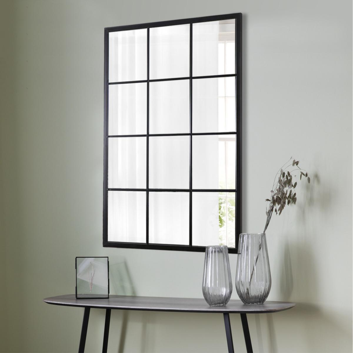 Epping Large Metal Industrial Window Mirror - Black