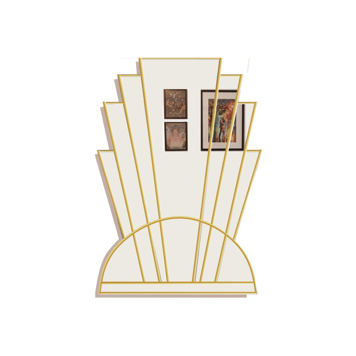 Apollo Art Deco Wall Mirror - Brass