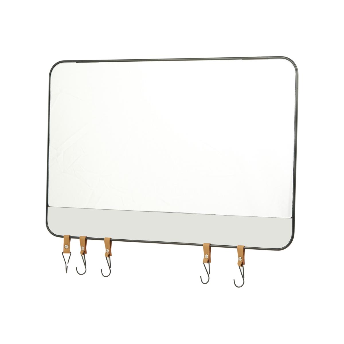 Black Mirror with Hooks - Black / Wall Mirror
