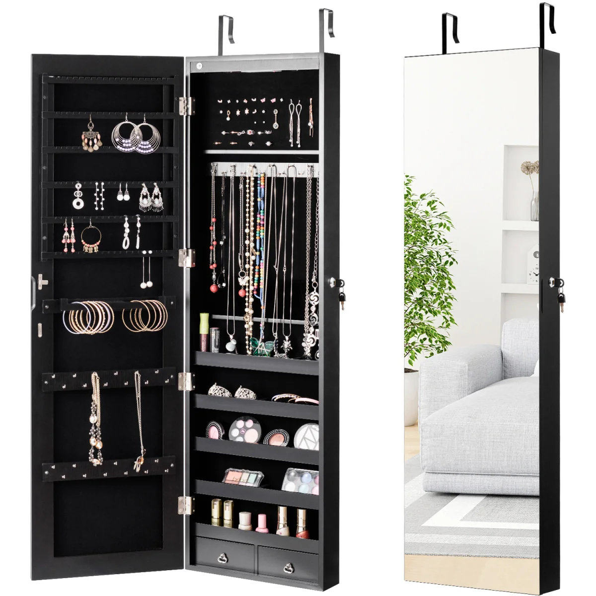 Mirror Jewelry Armoire Over Door Jewelry Organizer - White – image 14