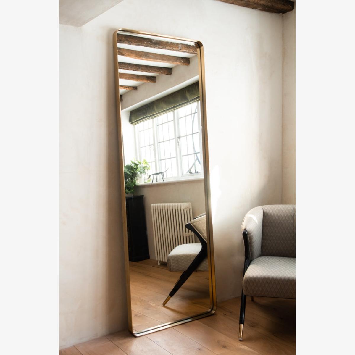 Giant Slim Full-Length Mirror With Rounded Gold Surround – image 1