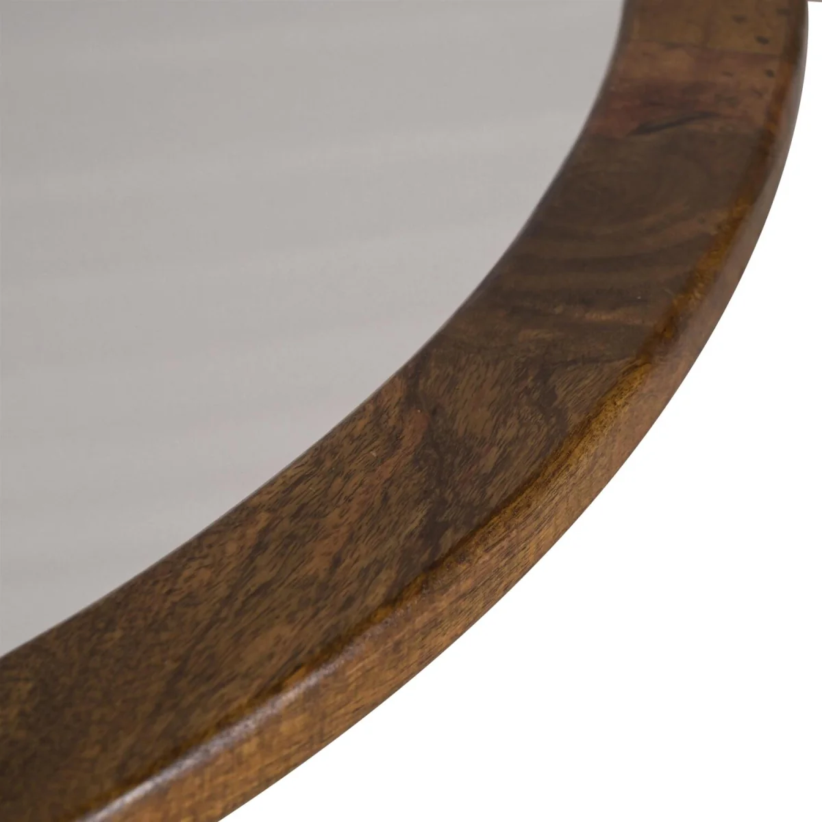 Large Round Solid Mango Wood Wall Mirror - Dark Oak – image 3