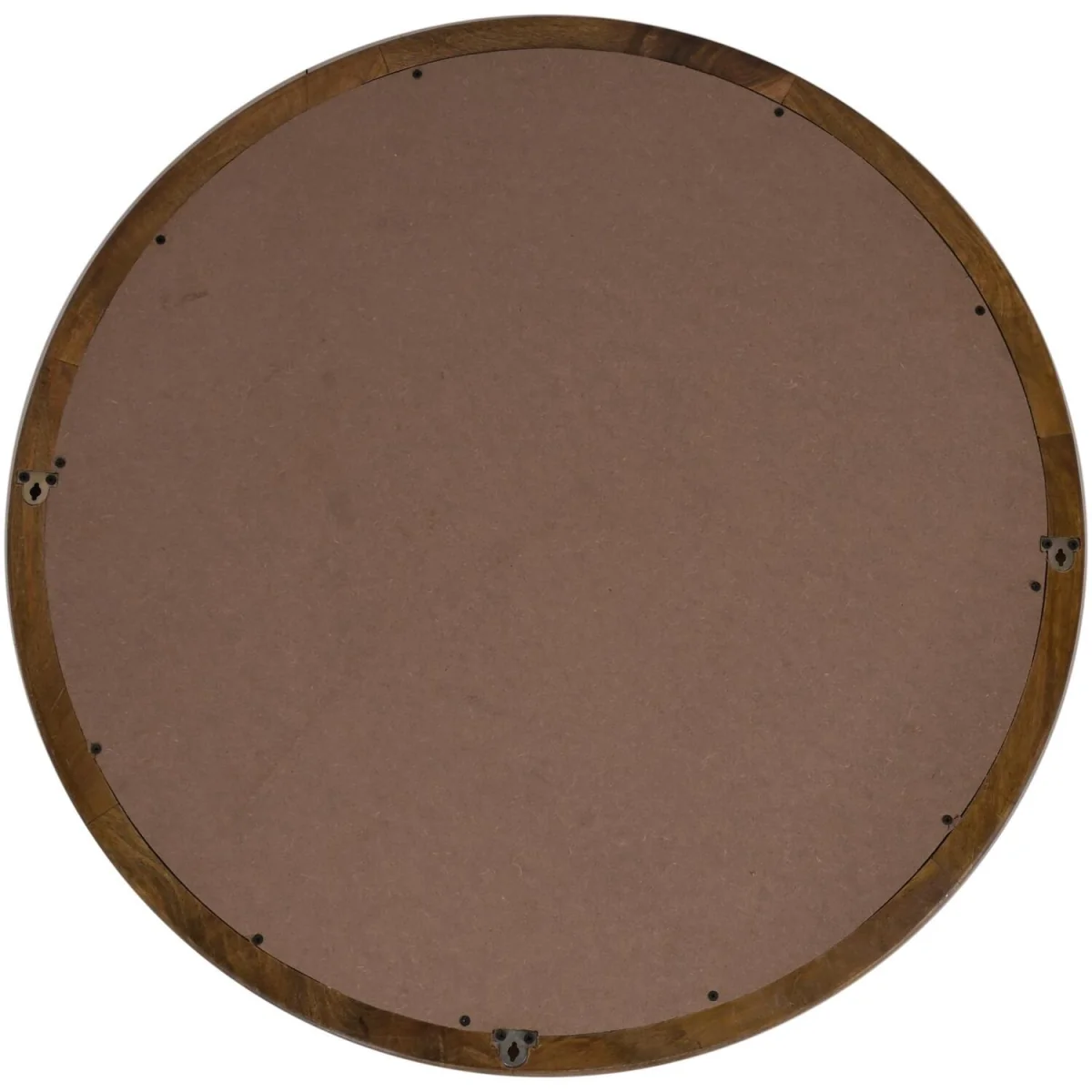 Large Round Solid Mango Wood Wall Mirror - Dark Oak – image 4