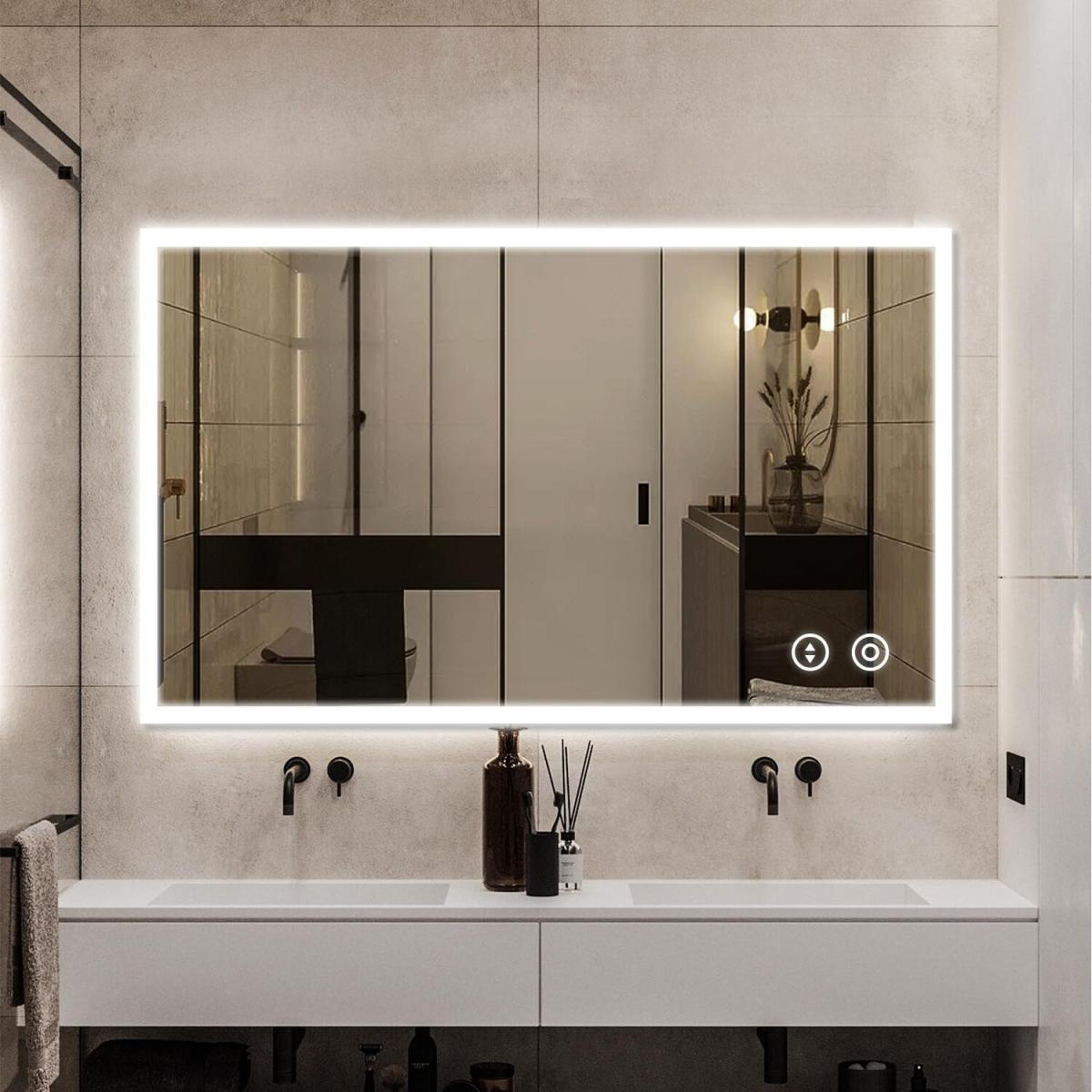 Dimmable Wall Mounted Vanity Mirror - White / 80cm