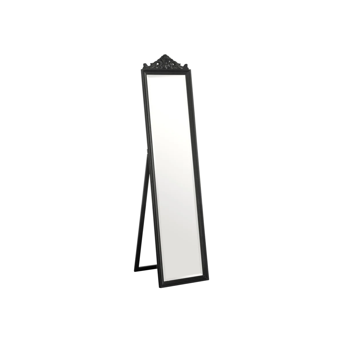 Boudoir Floor Mirror with Matt Black Finish - Black