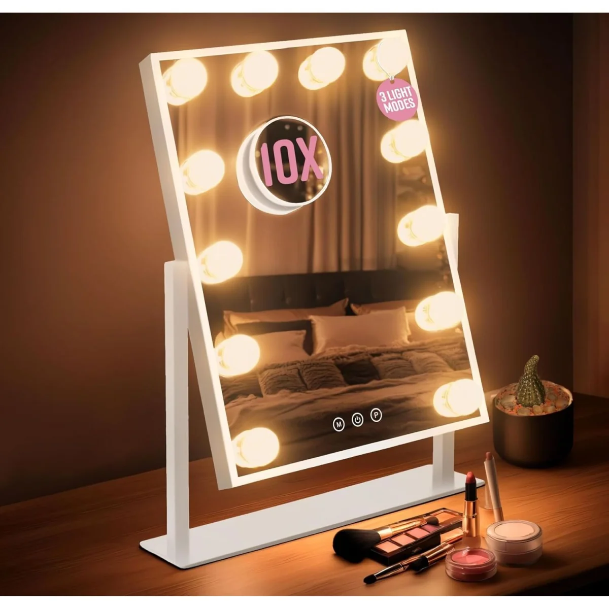 GloBrite 12 LED Hollywood Dressing Table Mirror - White - White – image 2