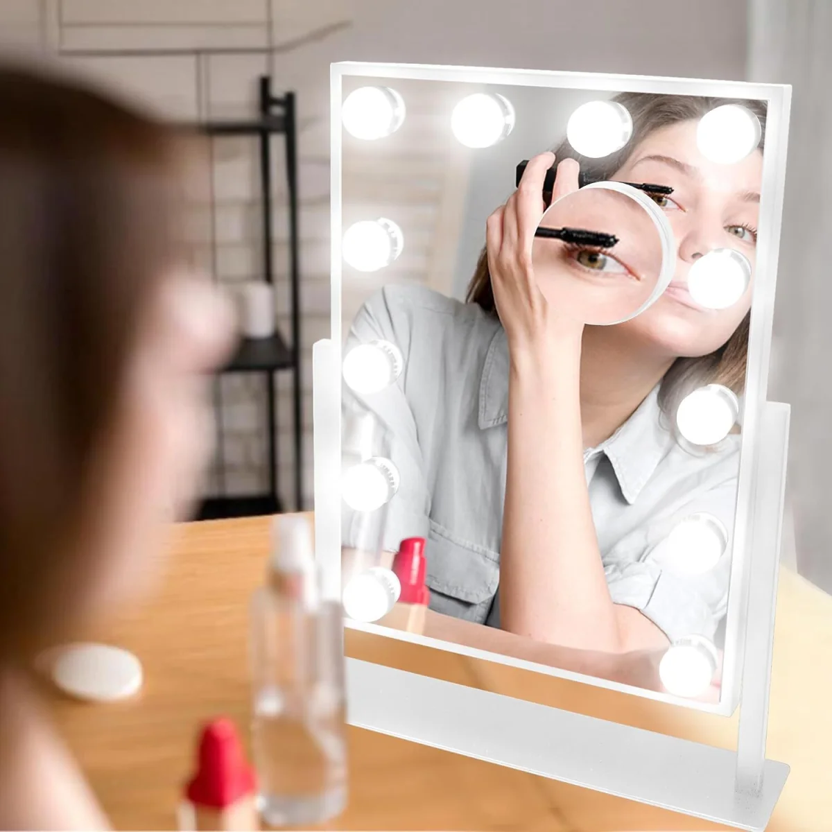 GloBrite 12 LED Hollywood Dressing Table Mirror - White - White – image 5