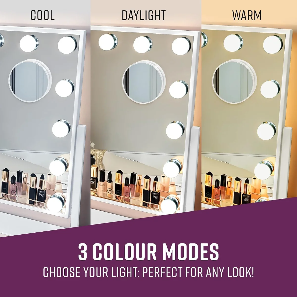 GloBrite 12 LED Hollywood Dressing Table Mirror - White - White – image 6