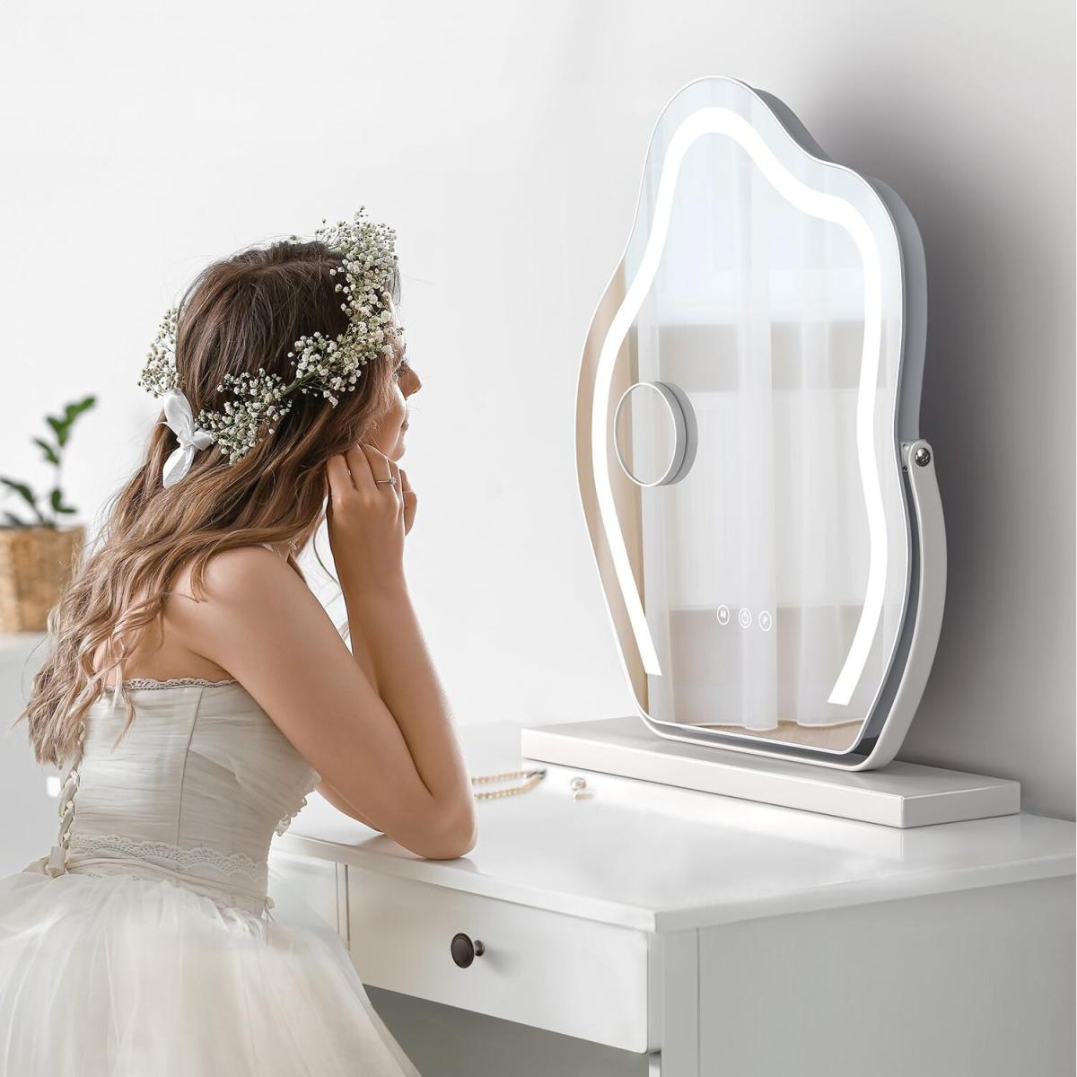 Cloud Shaped Rotatable Makeup Mirror - White