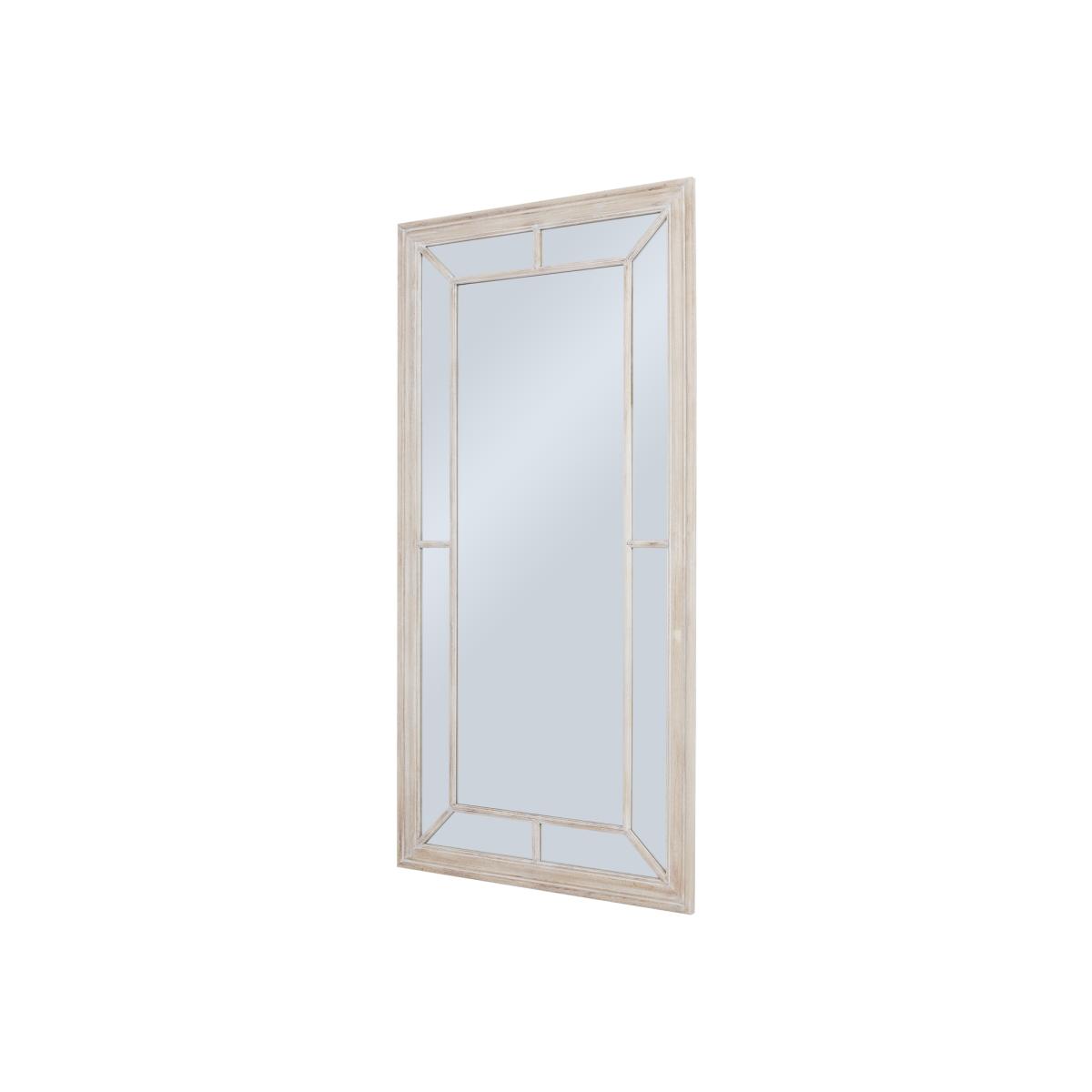Rustic Washed Wood Window Mirror - Brown
