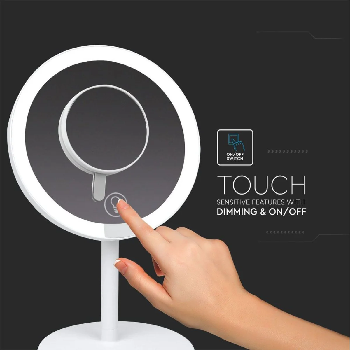 V-TAC LED Rechargeable Mirror Lamp White - White – image 4