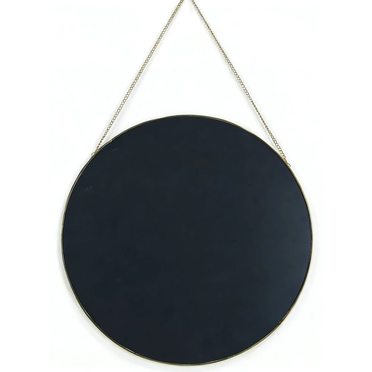 Framed Round Hanging Mirror - Gold – image 3