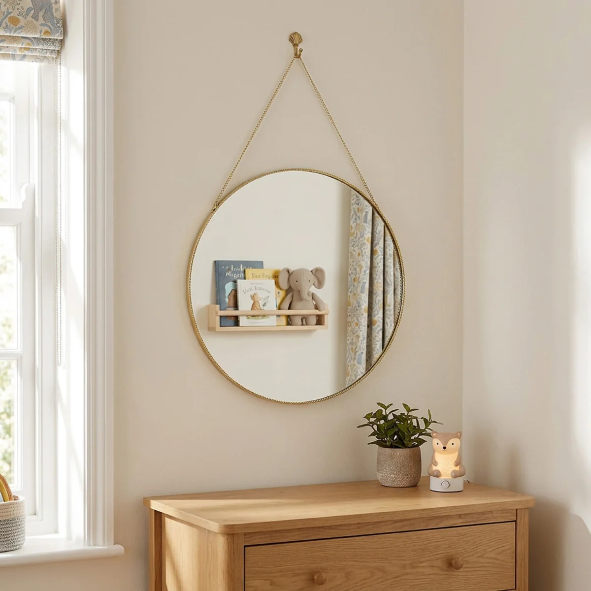 Framed Round Hanging Mirror - Gold – image 5