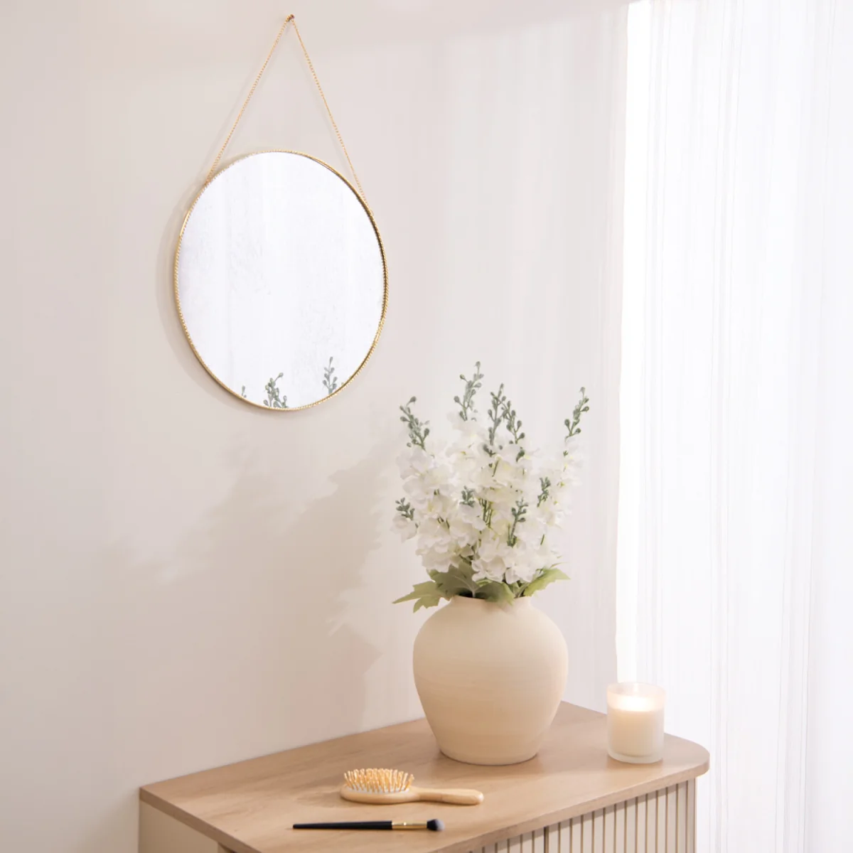 Framed Round Hanging Mirror - Gold – image 7