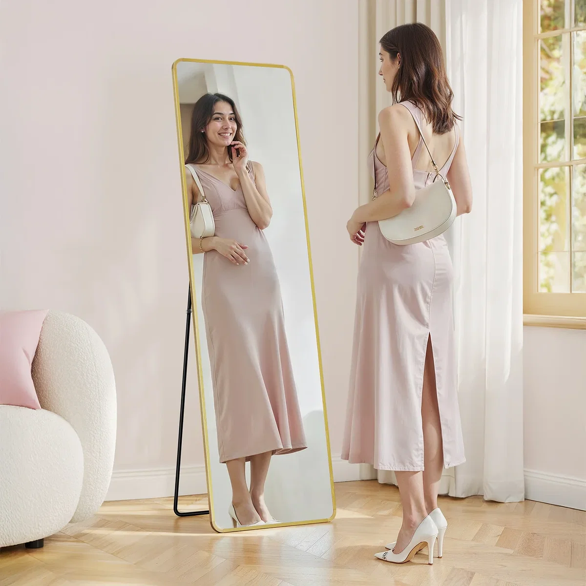 Full Length Mirror with Stand - Yellow