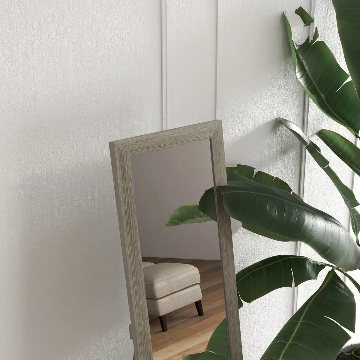 HOMCOM Full Length Mirror Farmhouse Wall Mirror Hanging Freestanding Grey - Grey – image 7