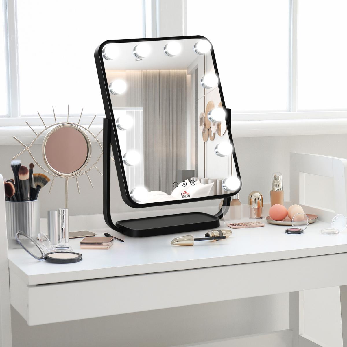 Hollywood Makeup Mirror with LED Lights, Tabletop Vanity - Black – image 2