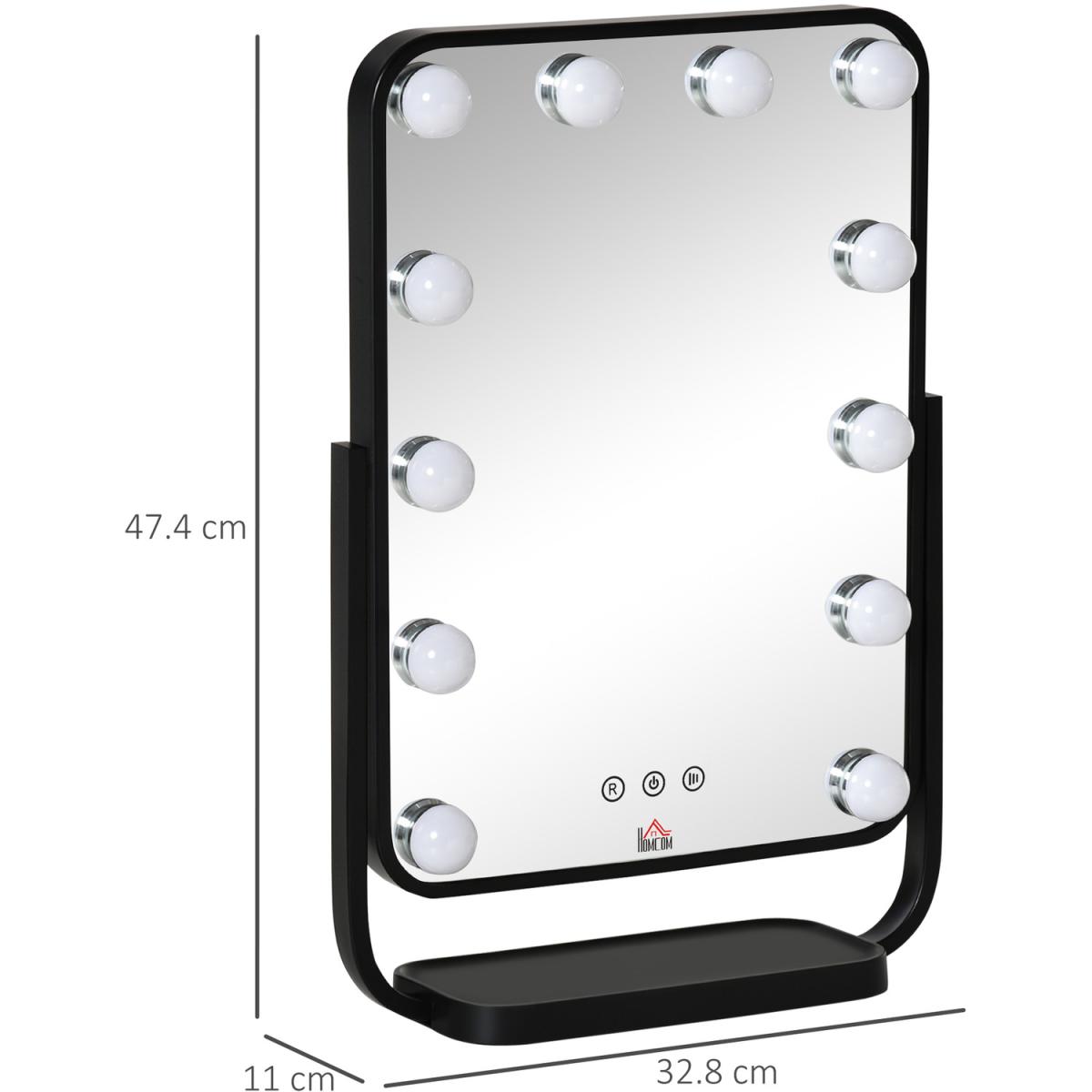 Hollywood Makeup Mirror with LED Lights, Tabletop Vanity - Black – image 3