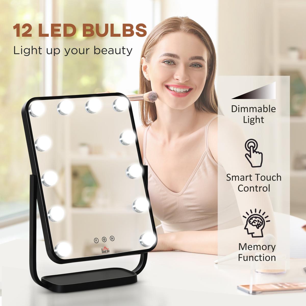 Hollywood Makeup Mirror with LED Lights, Tabletop Vanity - Black – image 4