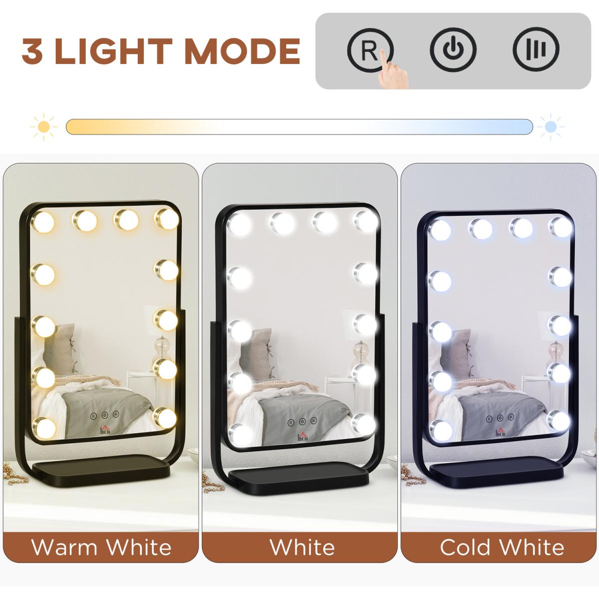 Hollywood Makeup Mirror with LED Lights, Tabletop Vanity - Black – image 5