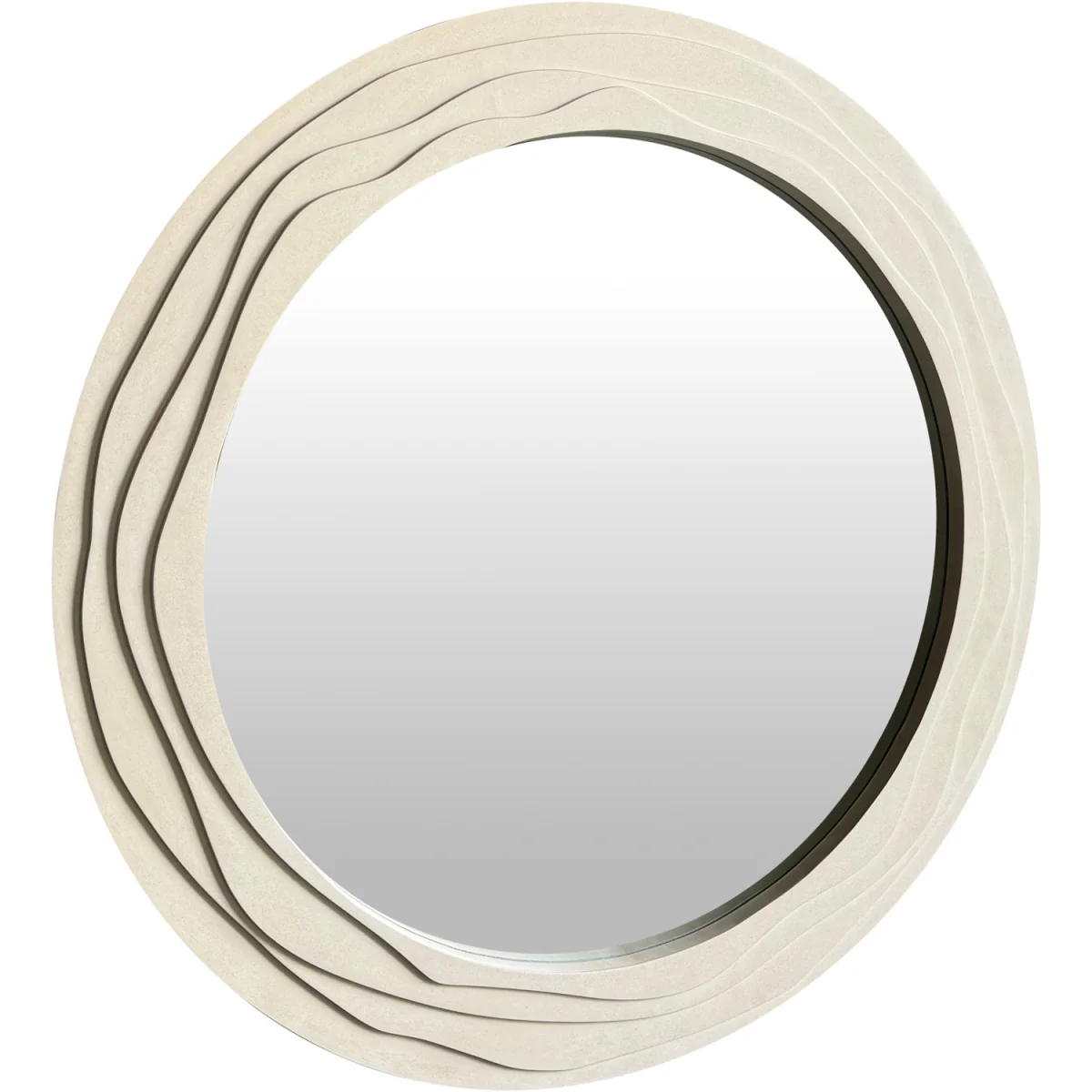 Ridged Circular Mirror - Ivory – image 2