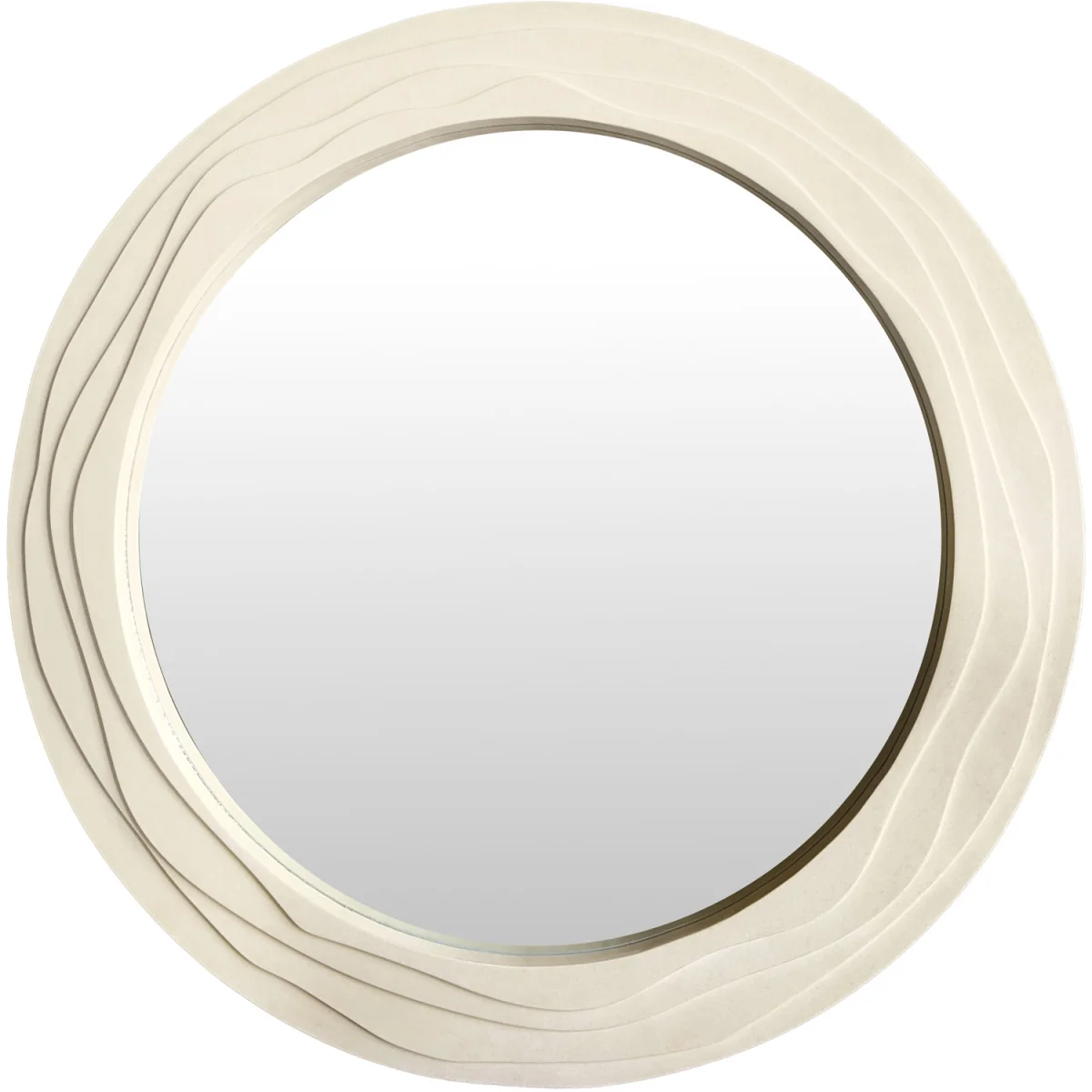 Ridged Circular Mirror - Ivory – image 3