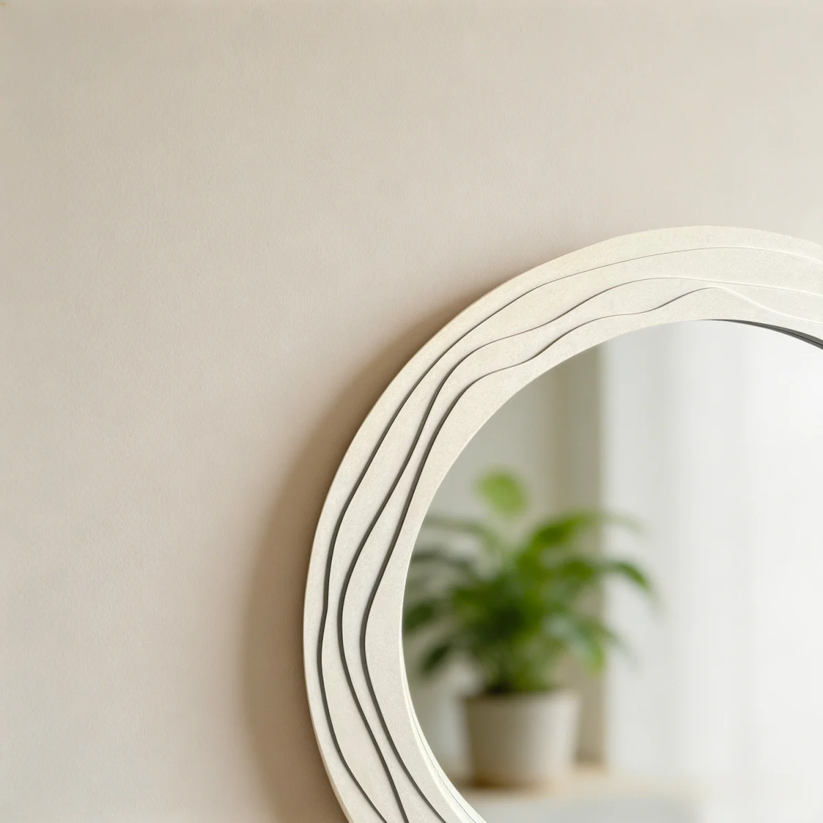 Ridged Circular Mirror - Ivory – image 4