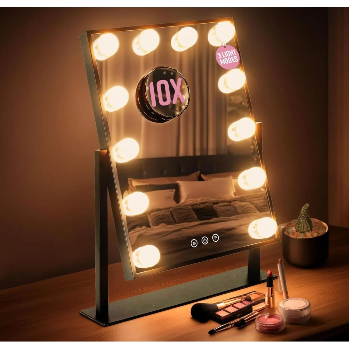 GloBrite Black Makeup Mirror with 12 LED Lights - Black – image 2