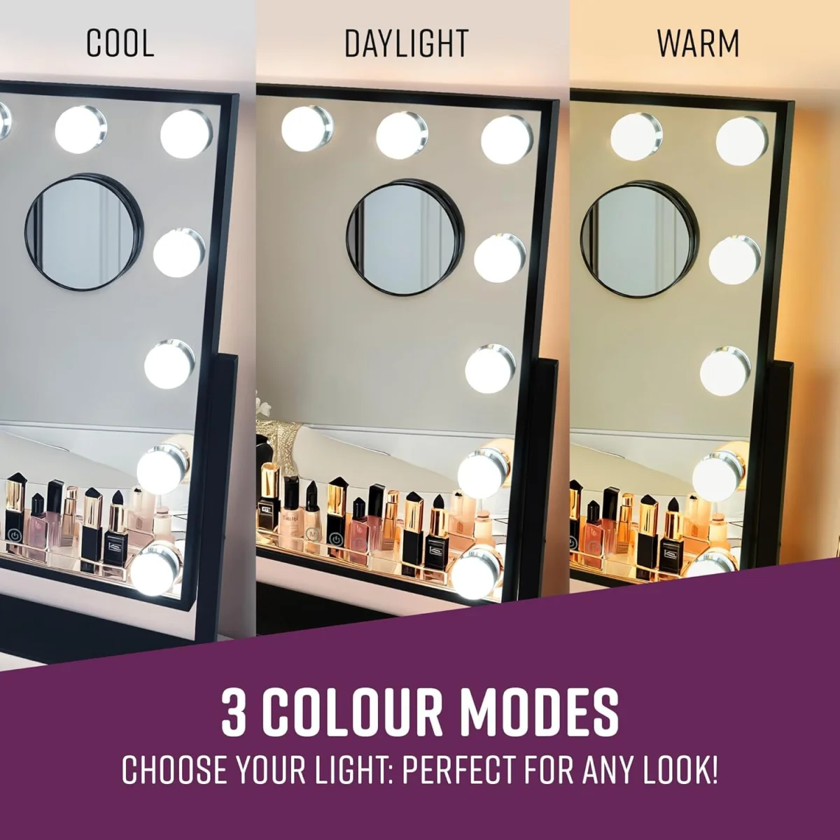GloBrite Black Makeup Mirror with 12 LED Lights - Black – image 3